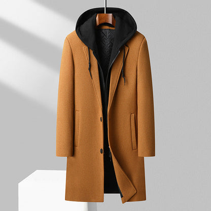 Warm Hooded Wool Men's Winter Coat