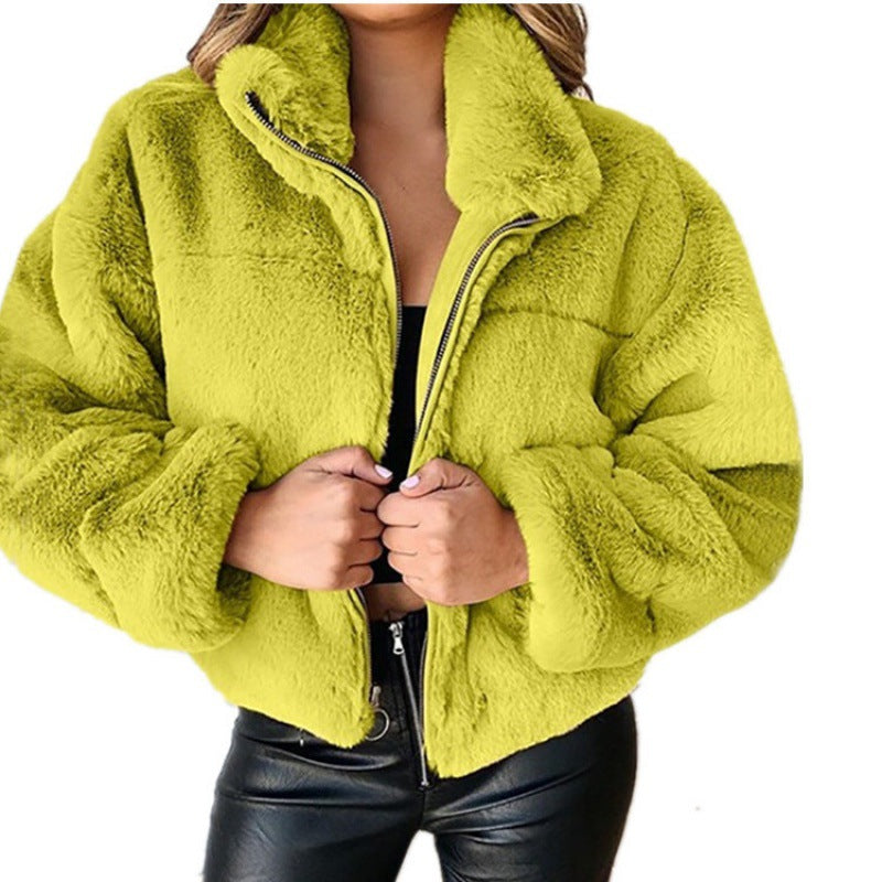 Ladies Warm Short Faux Fur Jacket