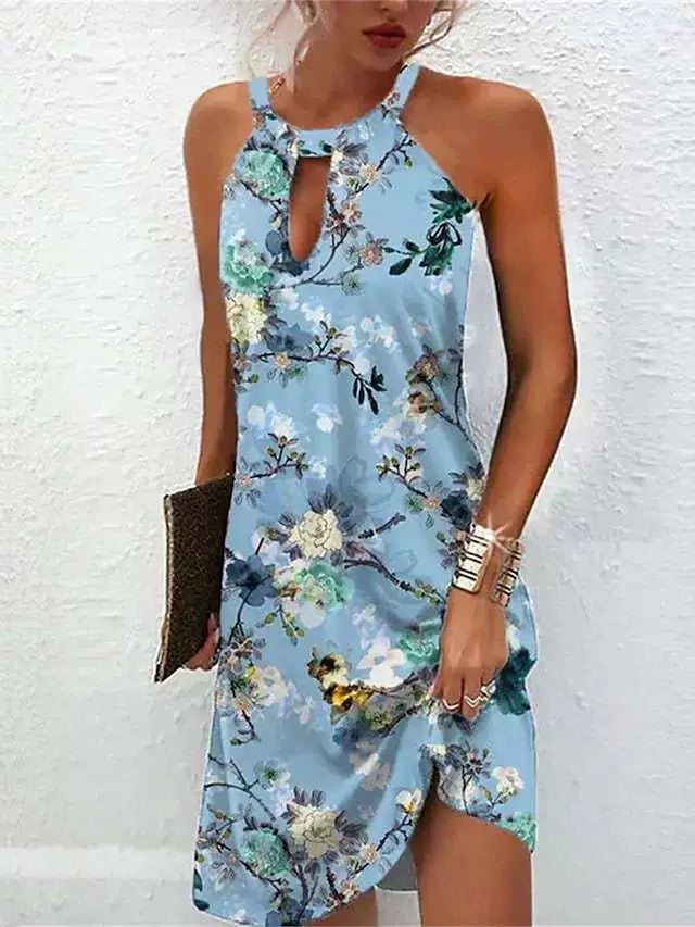 Casual Summer Halter Neck Mini Dress for Women