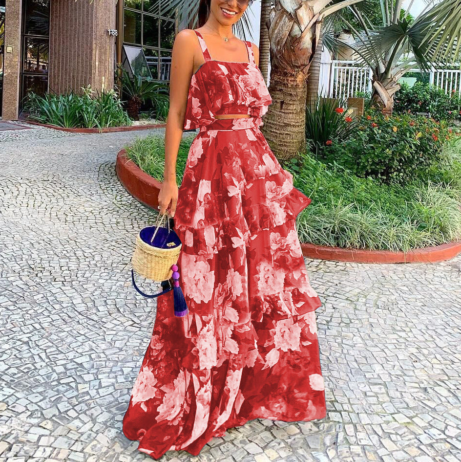 Women's 2 Piece Outfit - Flowy Maxi Skirt Set