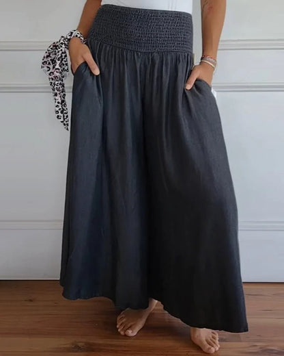 Loose Fit Women's Pants with Elastic Waist and Pockets