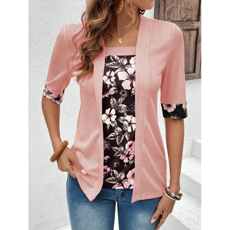 Comfortable Loose Fit Knit Womens Blouse Half Sleeve