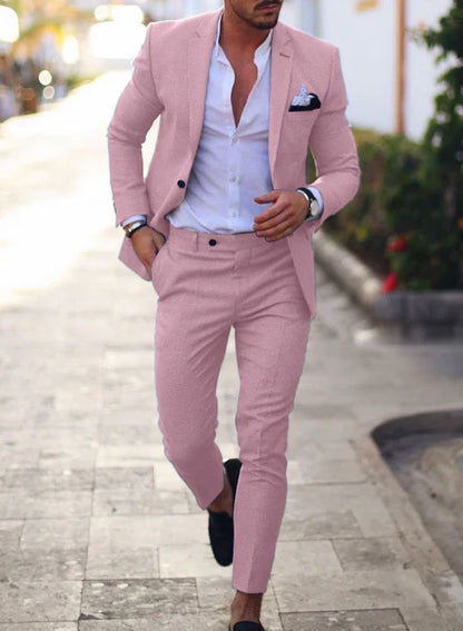 Men's Classic Lightweight Slim Fit 2 Piece Suit
