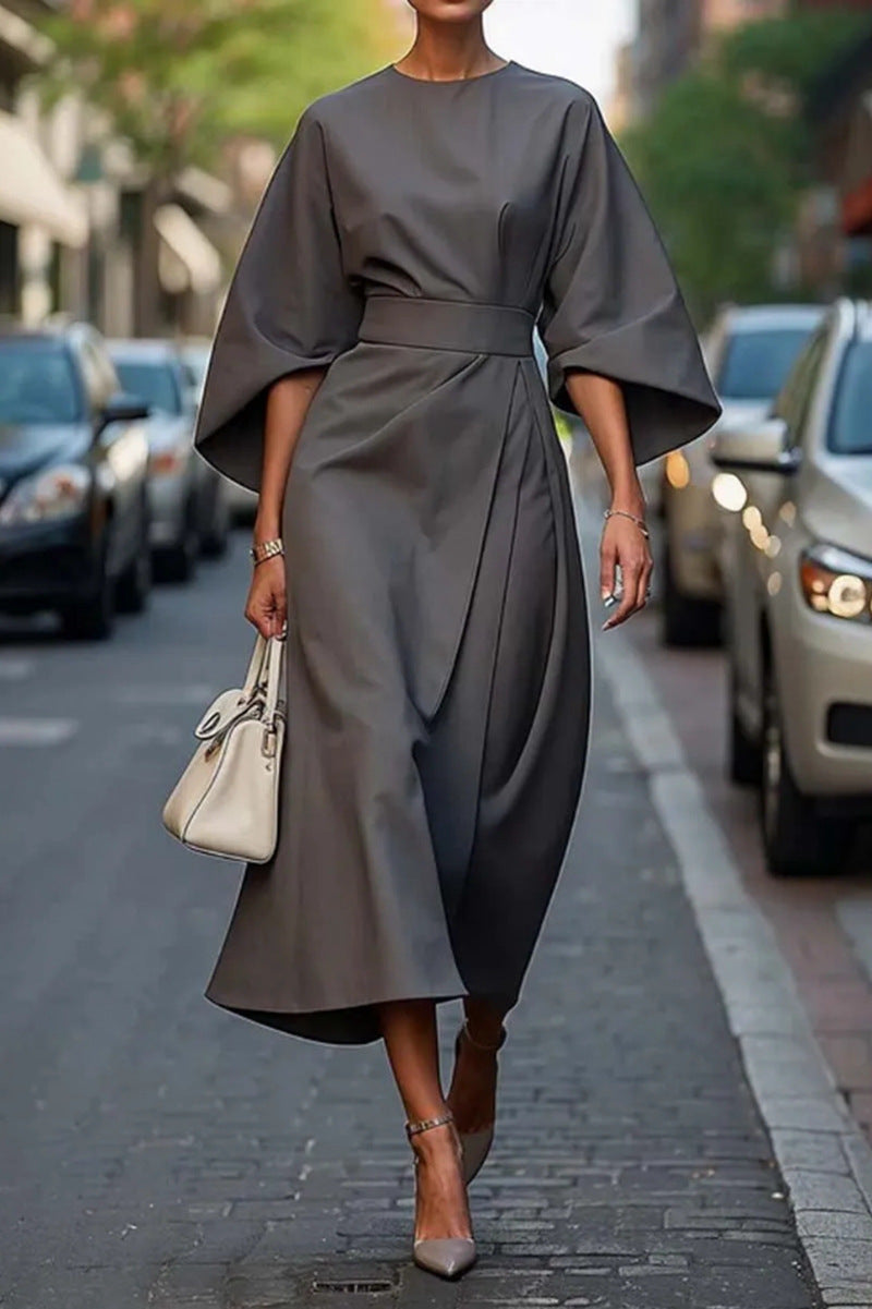 Flattering Long Sleeve Women's Dress with Fitted Waist