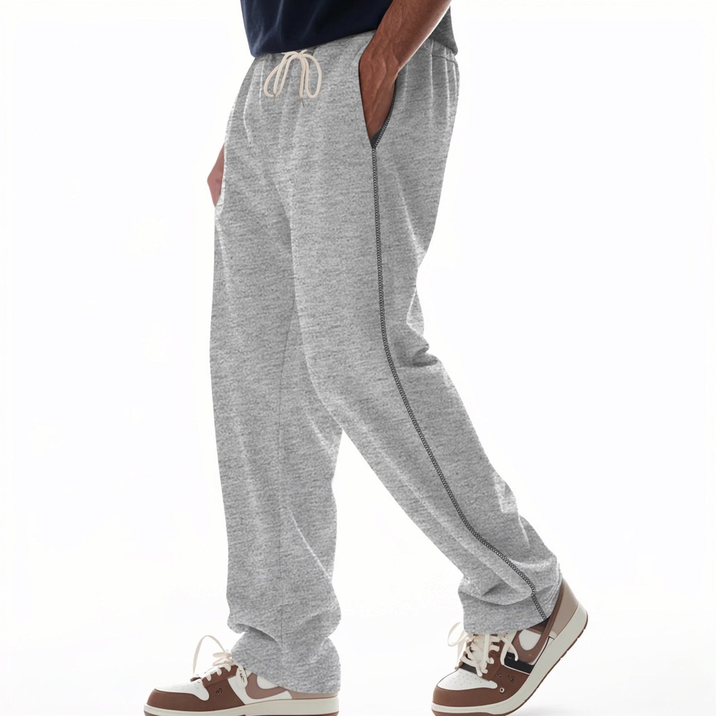 Comfortable Cotton Pants with Elastic Waist and Pockets