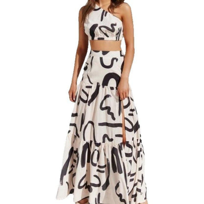 Ladies' Summer Crop Top and Flowy Maxi Skirt Set