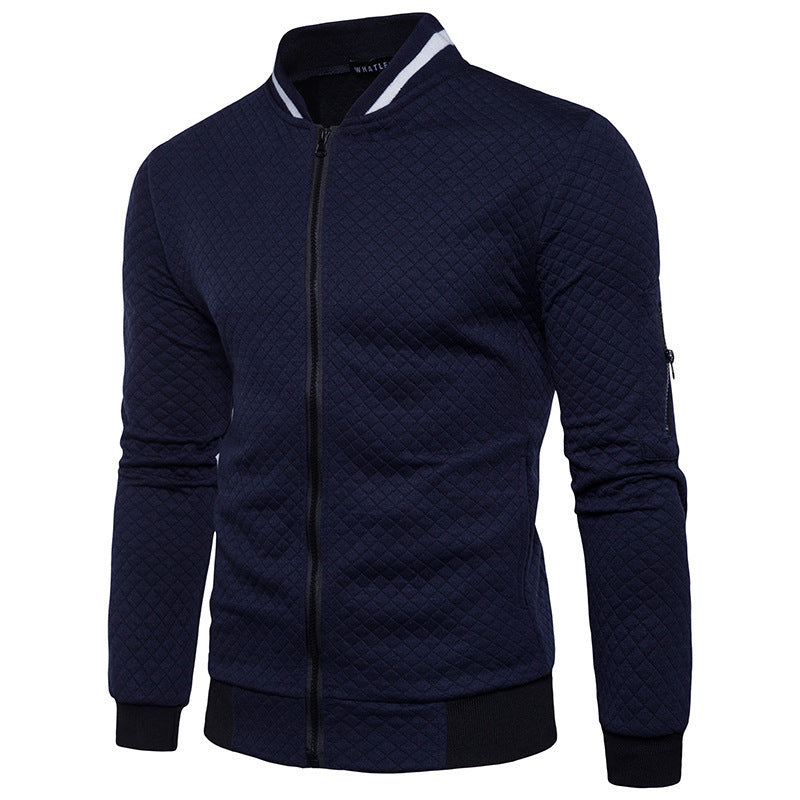 Men's Slim Quilted Zip Cardigan Sweater