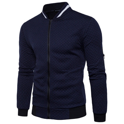 Men's Slim Quilted Zip Cardigan Sweater