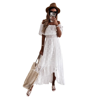 Flowy Off Shoulder Lace Maxi Dress
