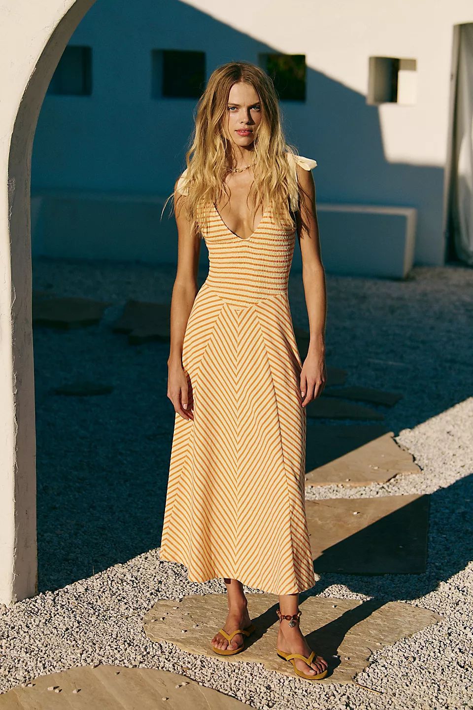 Relaxed Fit V-Neck Maxi Dress with Adjustable Straps