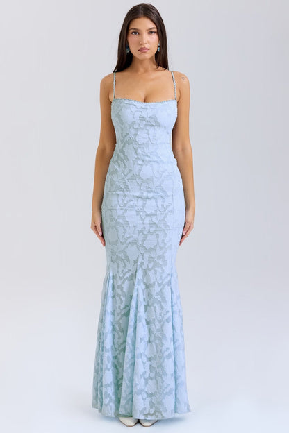 Elegant Long Evening Dress with Lace Details
