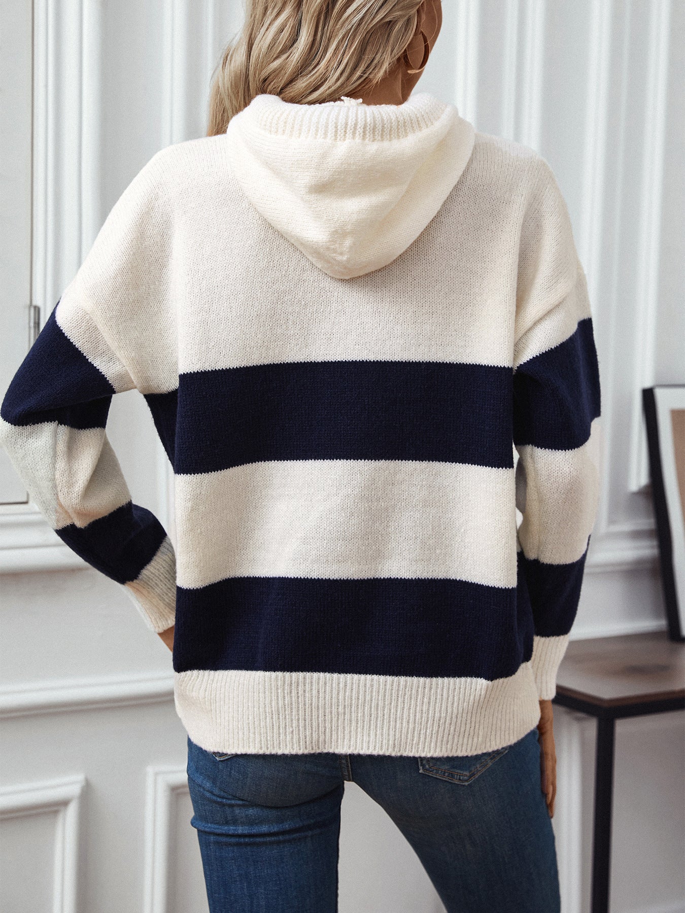 Fashion Color Block Hooded Sweatshirt