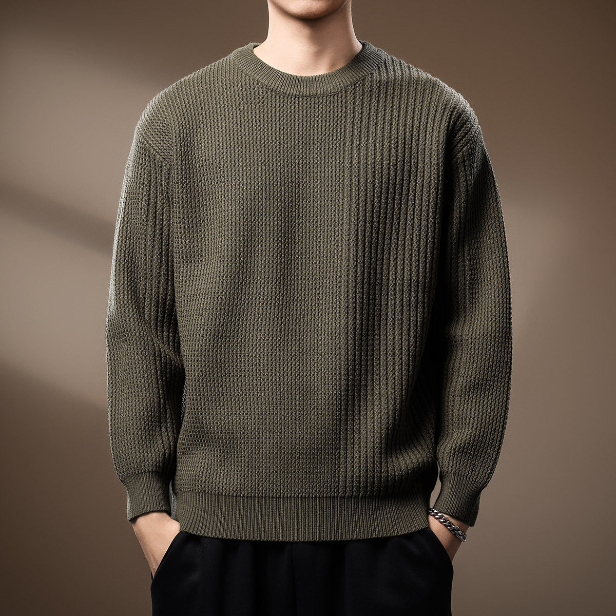 Casual Fit Crew Neck Knit Sweater