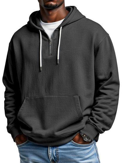Men's Casual Hoodie Soft Quarter Zip Pocket - Nocini