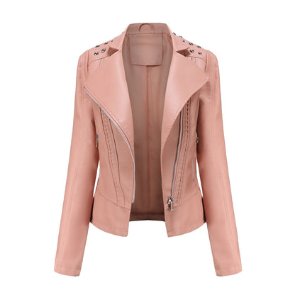 Edgy Studded Biker Jacket Zip Up Moto Style