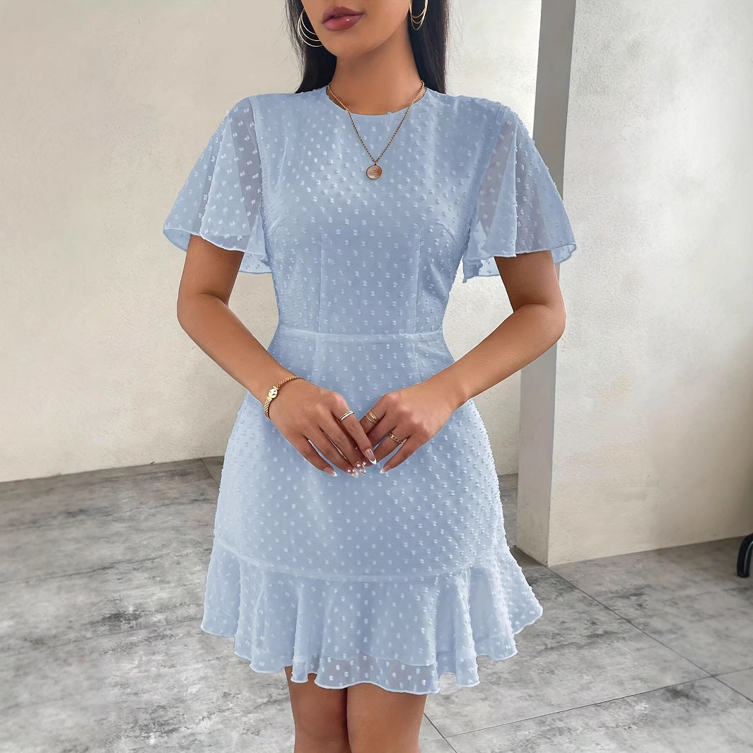 Women's Mini A-Line Dress with Ruffled Sleeves - Nocini