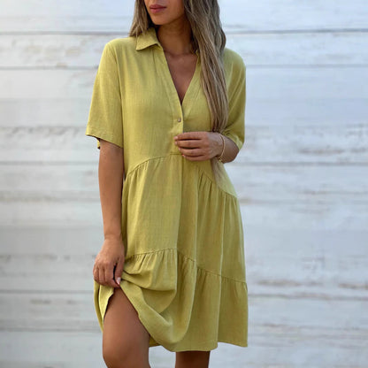 Casual Short Sleeve Cotton Sundress for Women
