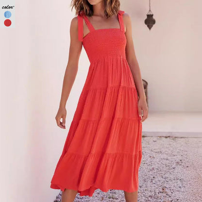 Casual Fit Midi Dress with Adjustable Strap Detail - Nocini