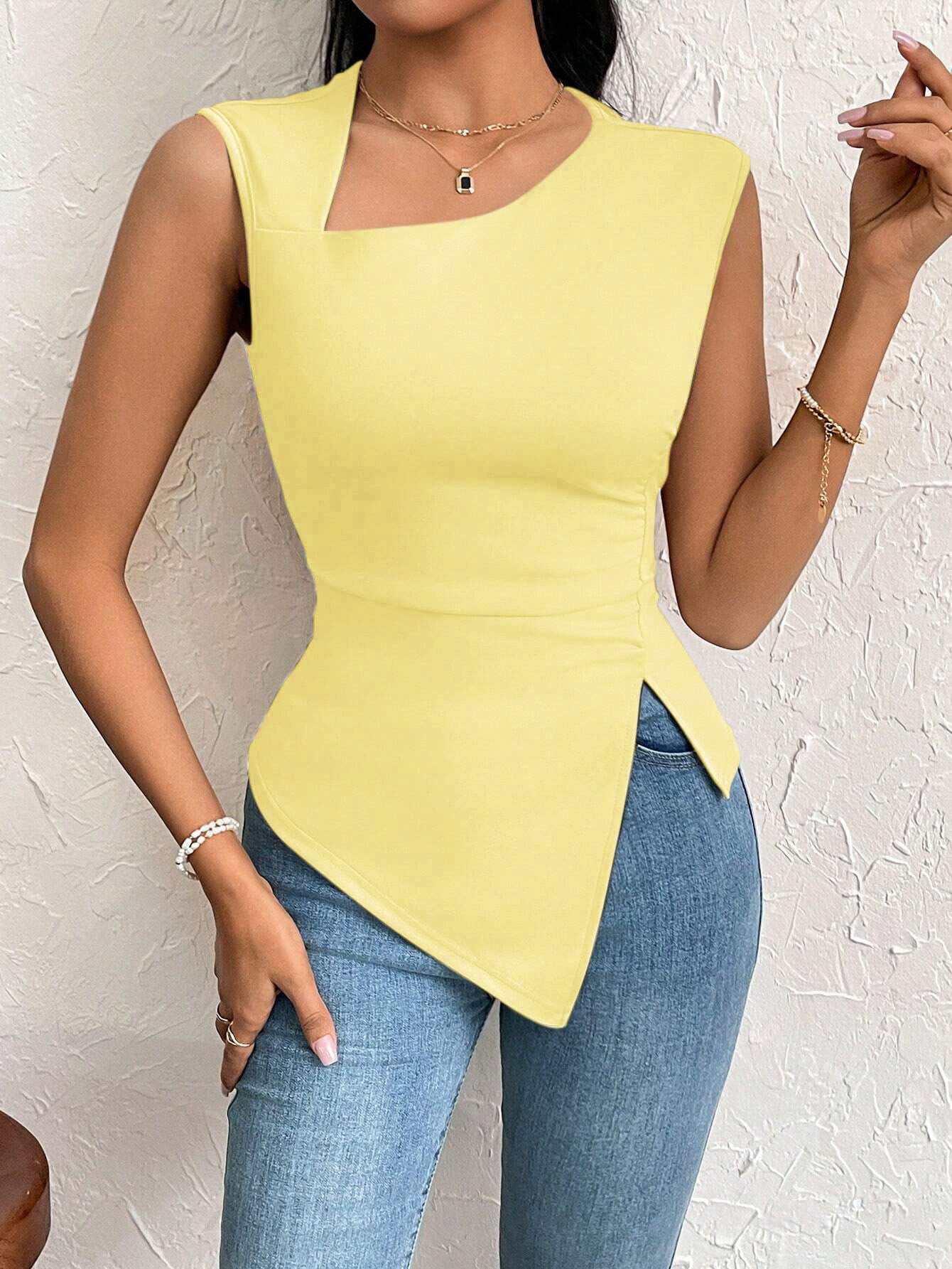 Women's Crop Top with Asymmetrical Neckline