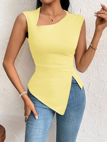 Women's Crop Top with Asymmetrical Neckline