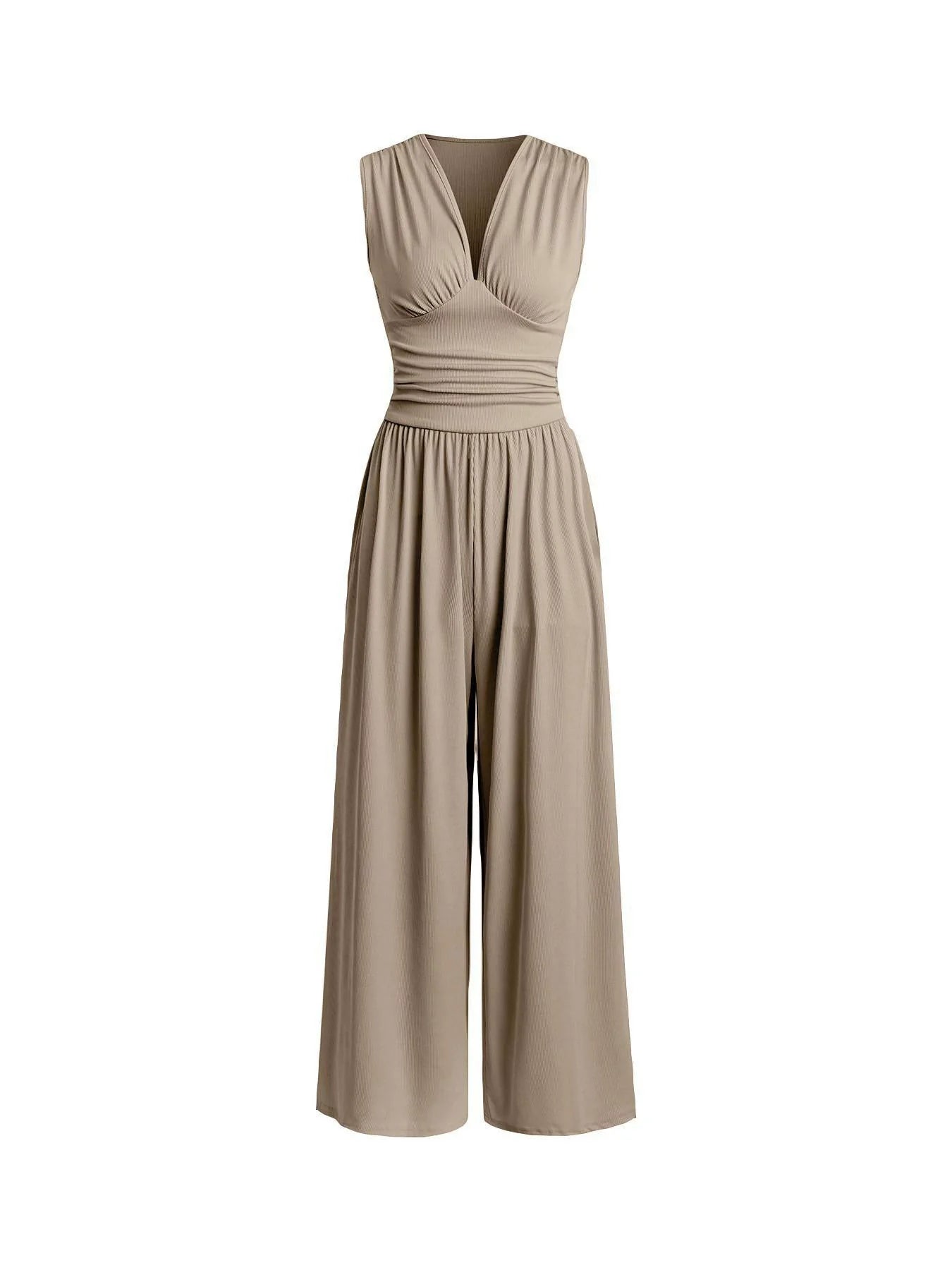 Comfortable Women's Wide Leg Jumpsuit V-Neck Design