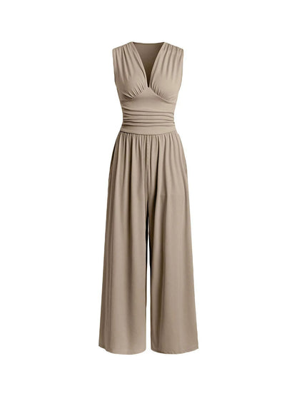 Comfortable Women's Wide Leg Jumpsuit V-Neck Design