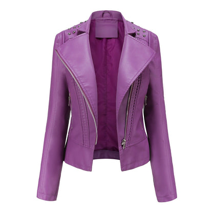 Edgy Studded Biker Jacket Zip Up Moto Style