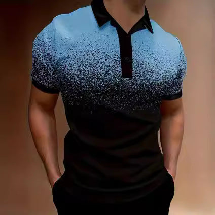 Slim Fit Mens Polo Shirt Gradient Print Lightweight - Nocini