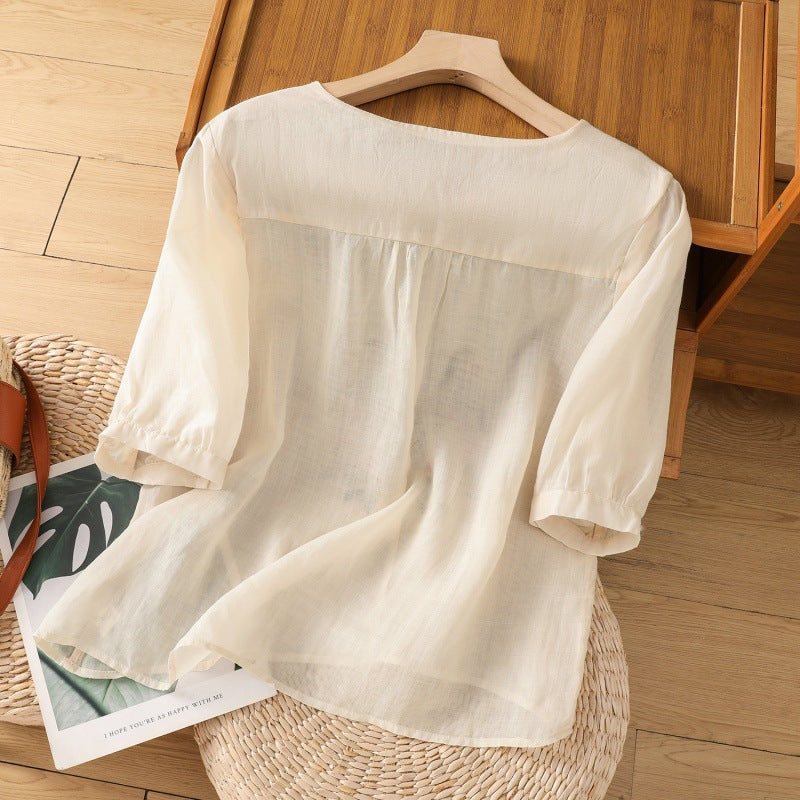 Ladies Floral Short Sleeve Casual Blouse