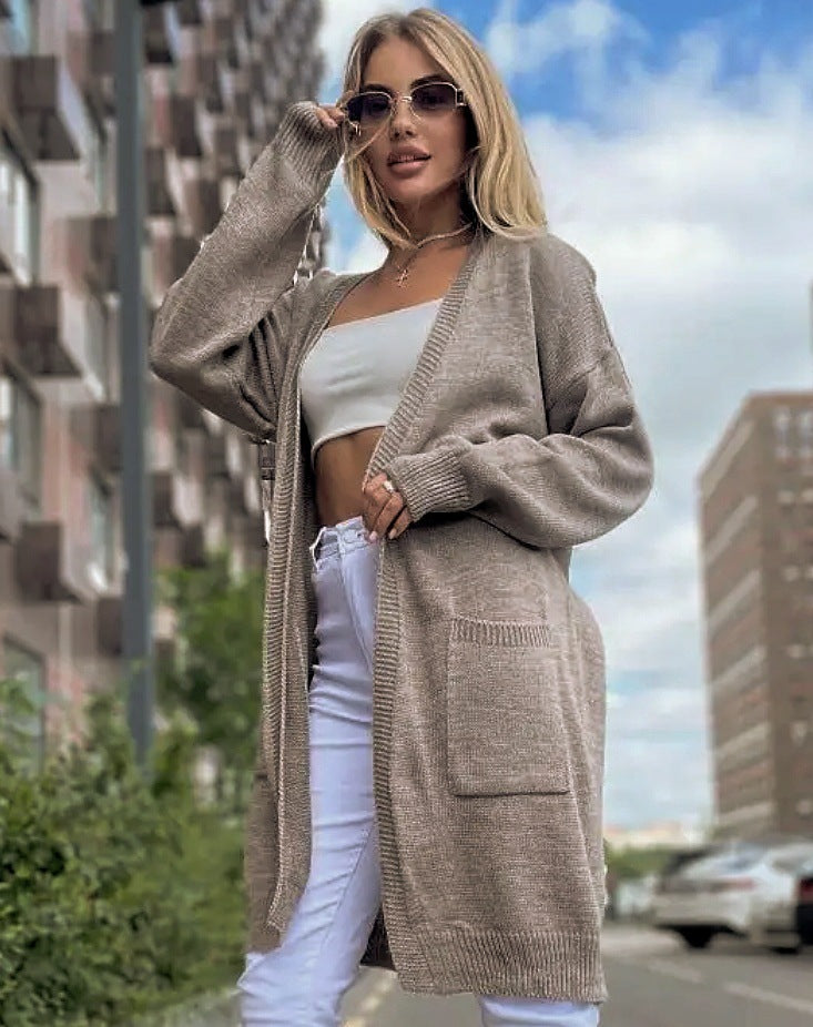Cozy Open Front Long Cardigan with Pockets