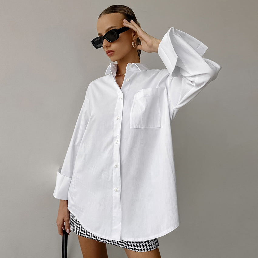 Relaxed Fit Women's Cotton Long Sleeve Shirt - Nocini