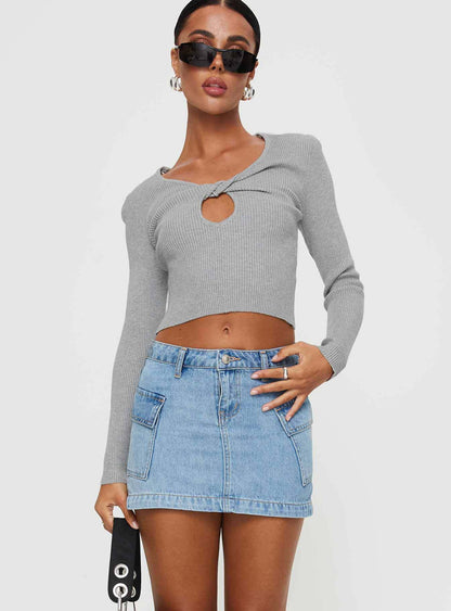 Short Denim Mini Skirt with Pockets