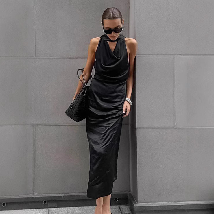 Women's Satin Bodycon Midi Dress - Nocini
