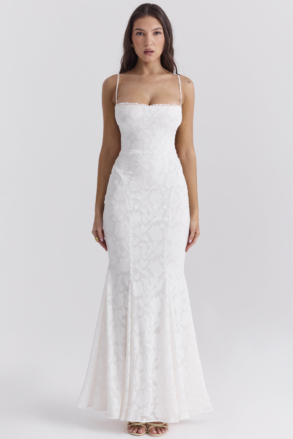 Elegant Long Evening Dress with Lace Details