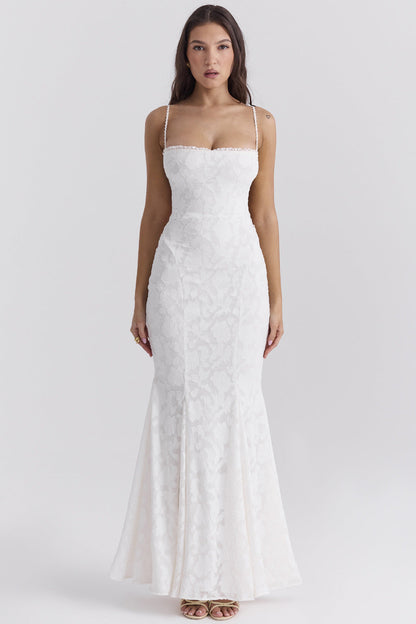 Elegant Long Evening Dress with Lace Details