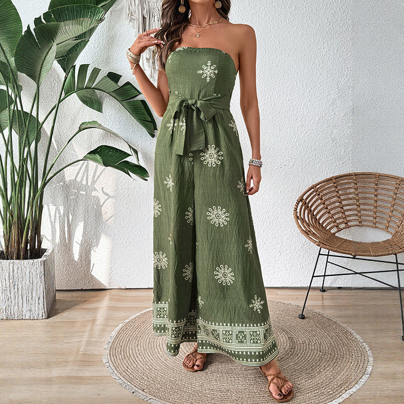 Flowy Strapless Women's Cotton Jumpsuit - Nocini