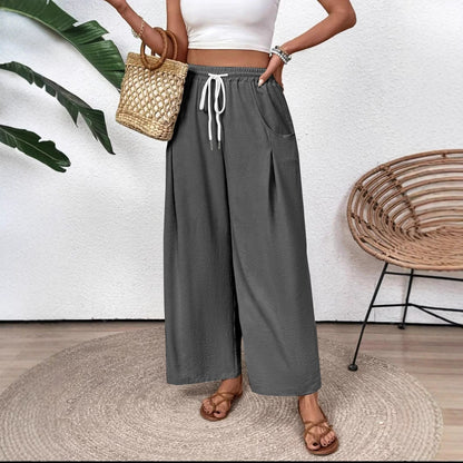 Comfortable Women's Full Length Elastic Waist Trousers