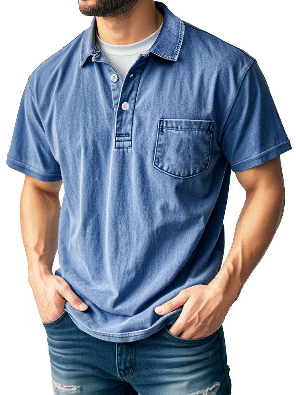 Casual Short Sleeve Polo Shirt for Men