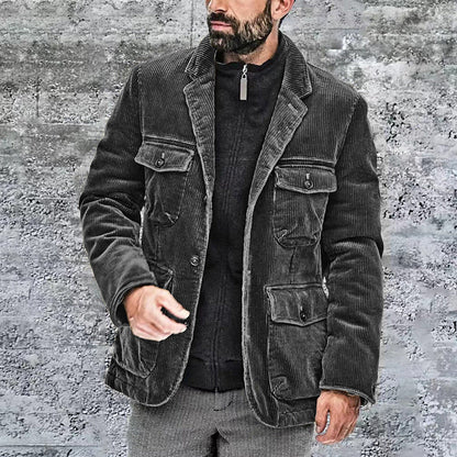 Slim Fit Mens Button Jacket with Pocket Details