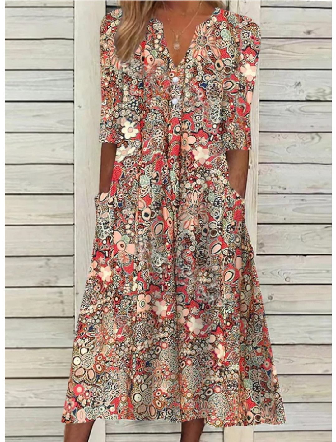 Chic Maternity Summer Dress with Tummy Panel - Olytrend