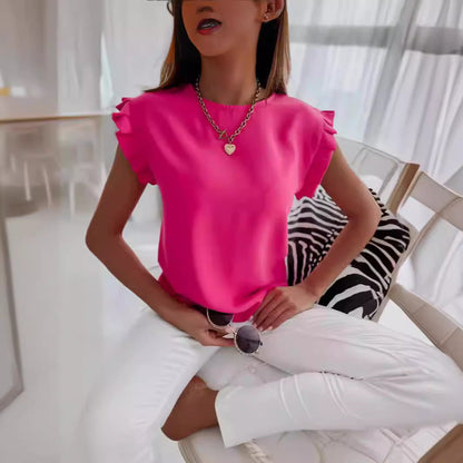 Women's Loose Fit Blouse with Gathered Sleeves