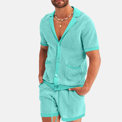 Breathable Summer Shirt and Shorts Set for Men