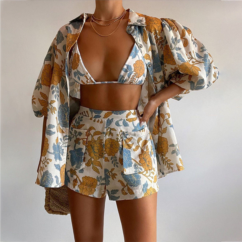 Casual Women's Cotton Long Sleeve Floral Top - Nocini