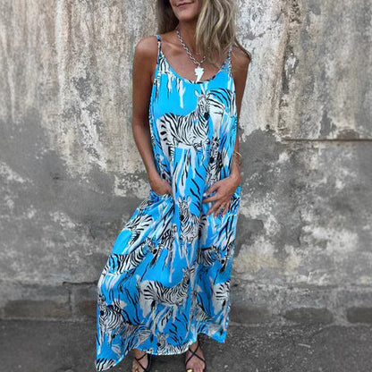 Comfy Women's Maxi Dress with Pockets and Adjustable Straps