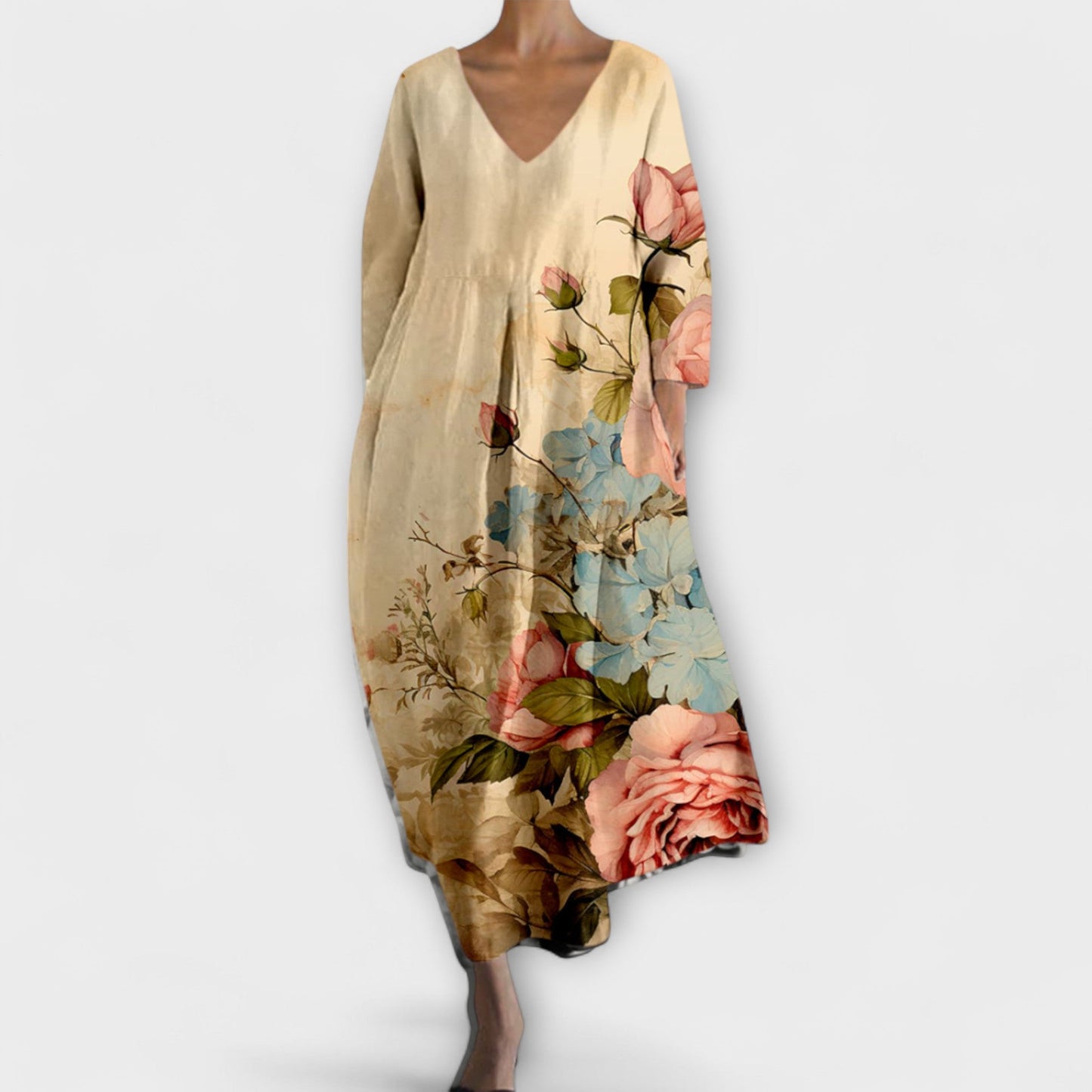 Stylish V Neck Long Evening Dress
