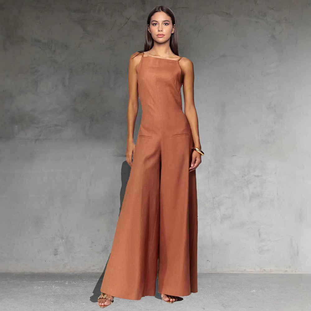 Loose Fit Women's Cotton Wide Leg Jumpsuit - Nocini