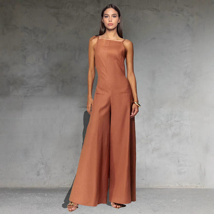Loose Fit Women's Jumpsuit with Wide Legs and Soft Fabric - Nocini