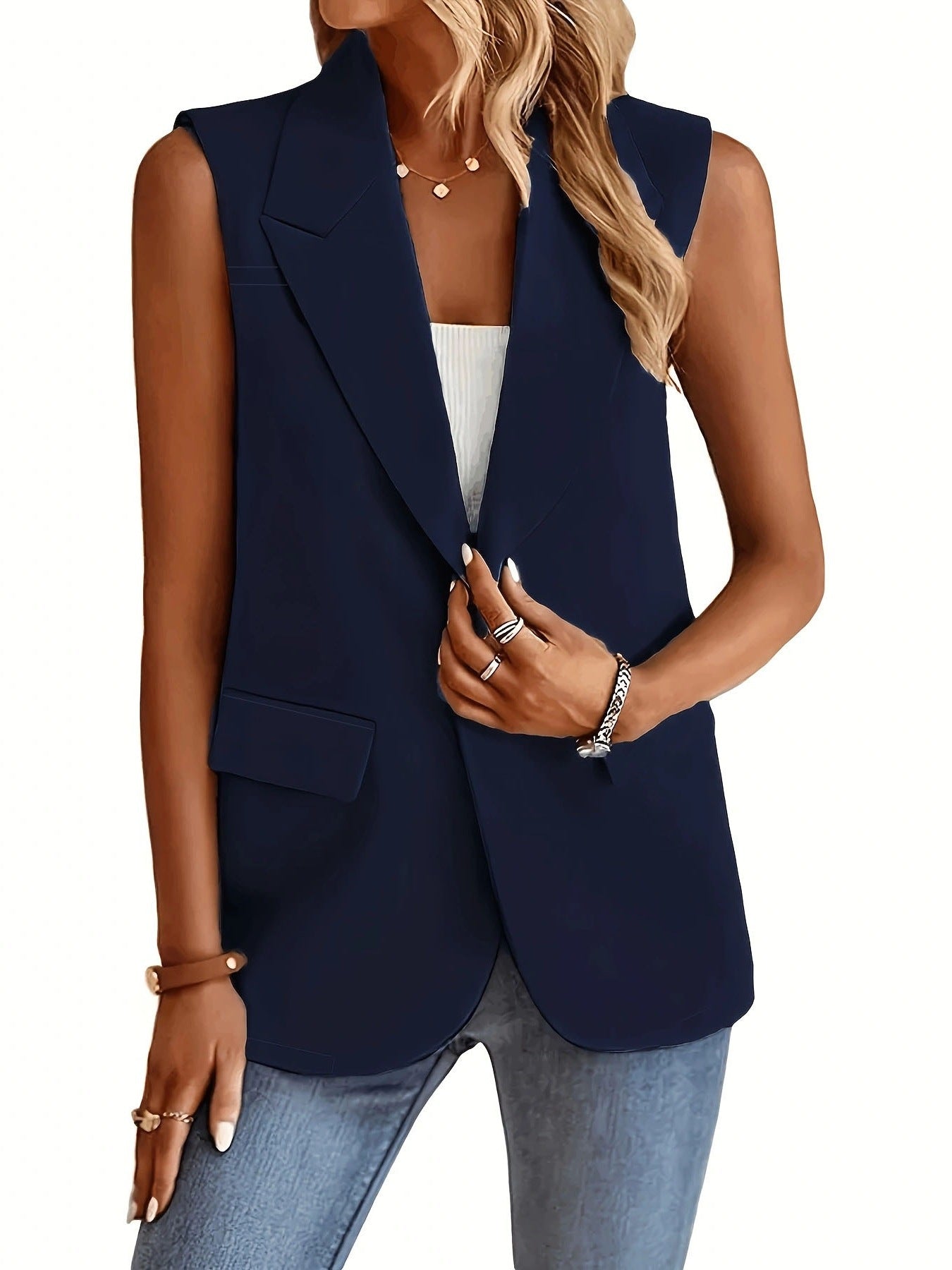 Fitted Women's Sleeveless Blazer Vest