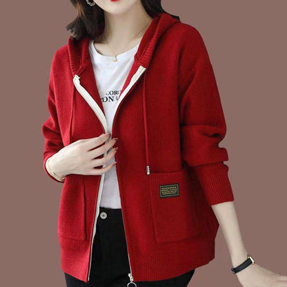 Soft Wool Zip Up Hooded Jacket for Daily Use - Nocini