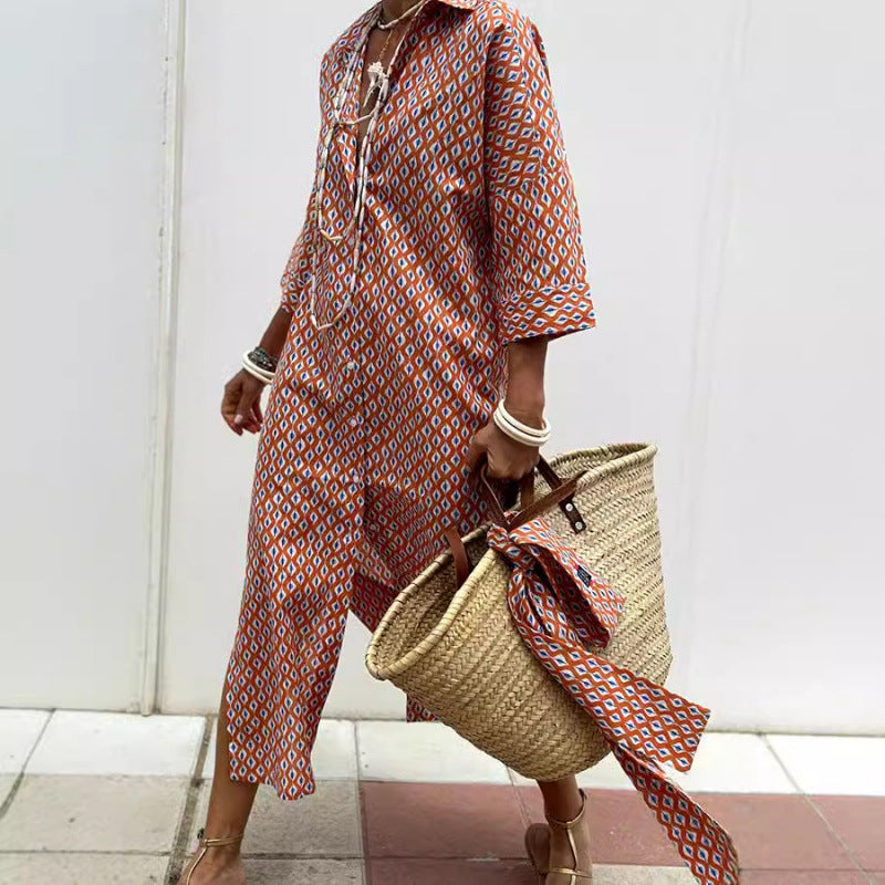 Casual Striped Button Dress for Women